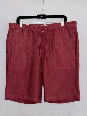 NWT Mojito Men's Salmon Flat-Front Linen Drawstring Shorts Size Large